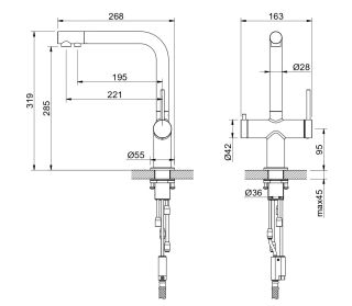Смеситель для кухни Aquatek Европа AQ1385BG с подключением к фильтру питьевой воды шлифованное золото